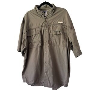Reel Legends Beige Mesh Lined Button Front Fishing Shirt Men’s Size 2XL